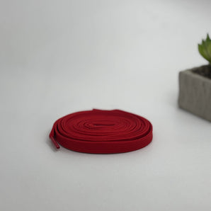 Cherry red flat laces for AJ1, AF1, Nike Dunk SB, Vans, and Converse sneakers