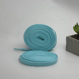 Flat laces in powder blue for Air Jordan, AF1, Converse, On Cloud, and Puma trainers