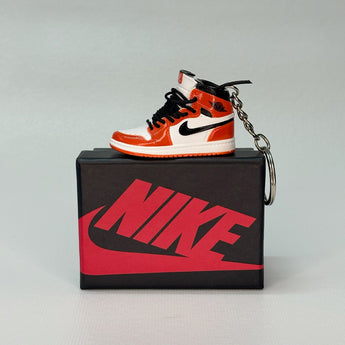 air jordan 1 | nike AJ1 | sneaker keychain | miniature box | sneaker accessories | sneaker charm | backbone | orange | black | white