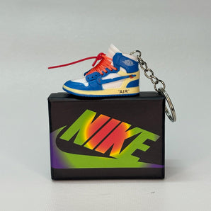 air jordan 1 | nike AJ1 | sneaker keychain | miniature box | sneaker accessories | sneaker charm | UNC off white| white | orange | blue