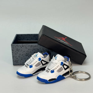 air jordan 4 | nike AJ4 | sneaker keychain | miniature box | sneaker accessories | sneaker charm | white | blue | black