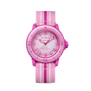 Blancpain X Swatch Pink Ocean Bioceramic Scuba Fifty Fathoms Collection