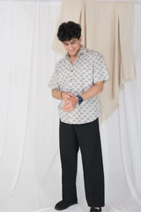 Elephant grey Block Print Shirt | Cotton Shirts for summer | Jaipur print shirts