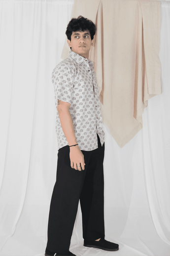 Elephant grey Block Print Shirt | Cotton Shirts for summer | Jaipur print shirts