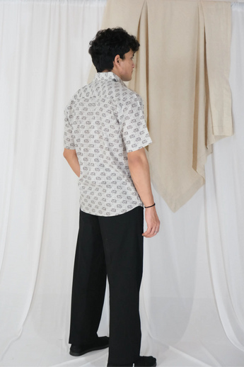Elephant grey Block Print Shirt | Cotton Shirts for summer | Jaipur print shirts