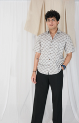 Elephant grey Block Print Shirt | Cotton Shirts for summer | Jaipur print shirts