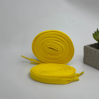 AJ1 Yellow high top sneaker flat shoelaces