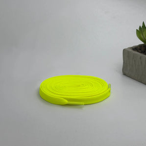 Neon yellow flat laces for AJ1, AF1, Nike Dunk SB, Vans, and Converse sneakers
