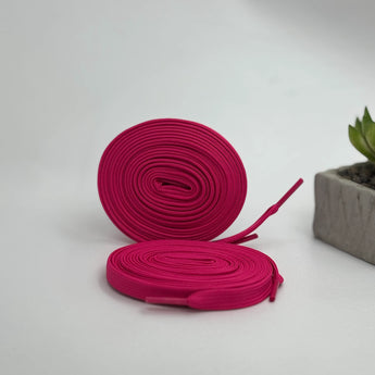 Premium flat laces in fuchsia for Air Jordan, AF1, Adidas Originals, Puma, and On Cloud trainers