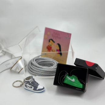 Gift set for Rakhi with sneaker pendant and colourful lace