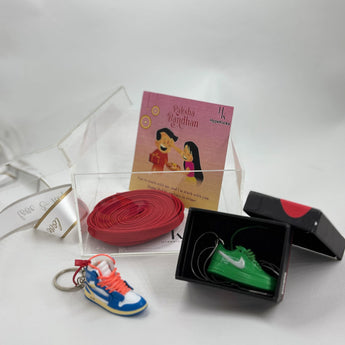 Gift set for Rakhi with sneaker pendant and colourful lace