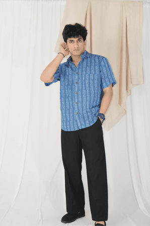 Indigo Motif Block Print Shirt | Cotton Shirts for summer | Jaipur print shirts