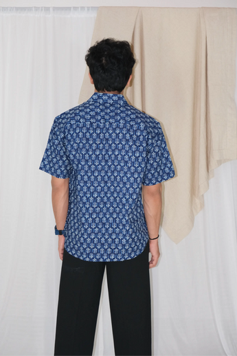 Indigo Motif Block Print Shirt | Cotton Shirts for summer | Jaipur print shirts