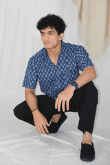 Indigo Motif Block Print Shirt | Cotton Shirts for summer | Jaipur print shirts