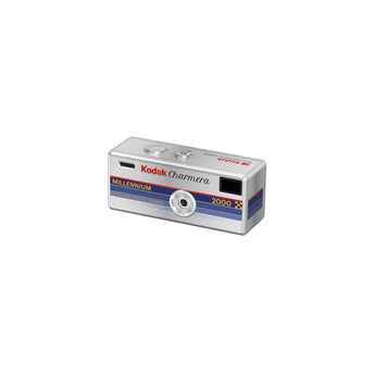 Kodak Charmera Millennium 2000 keychain camera in classic silver with retro stripe