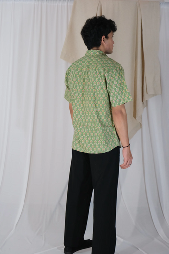 Parrot Green Block Print Shirt | Cotton Shirts for summer | Jaipur print shirts