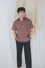 Red Ajrak Block Print Shirt | Cotton Shirts for summer | Jaipur print shirts