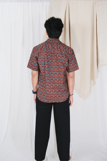 Red Ajrak Block Print Shirt | Cotton Shirts for summer | Jaipur print shirts