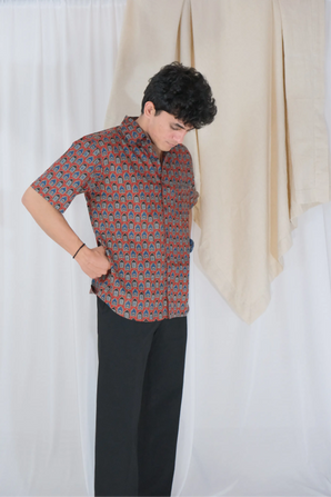 Red Ajrak Block Print Shirt | Cotton Shirts for summer | Jaipur print shirts