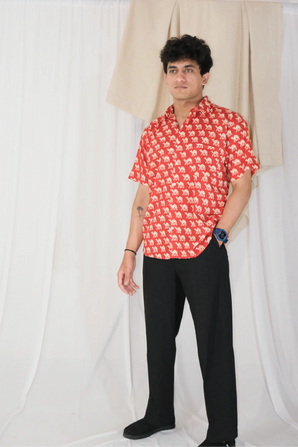 Red Camel Block Print Shirt | Cotton Shirts for summer | Jaipur print shirts