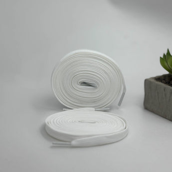 Premium sneaker flat laces in white for AF1, Converse, Adidas Originals, On Cloud, and Puma trainers